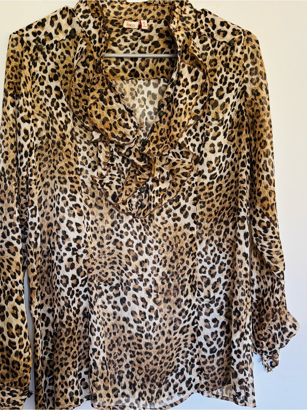Reba Animal Print Ruffled Blouse 100% Polyester